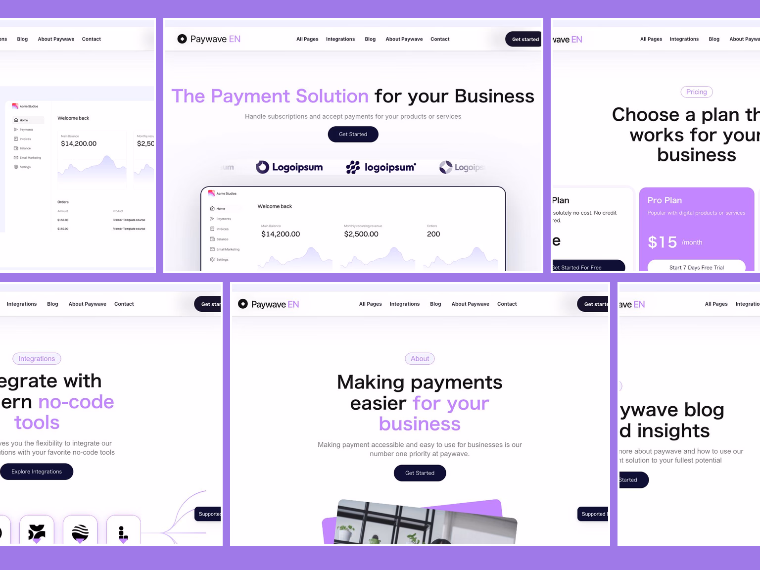 PaywaveJP English template pages showing its actual layout and content structure